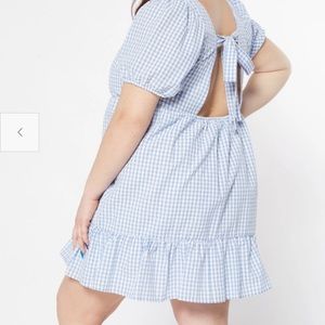 Blue Gingham open back babydoll dress